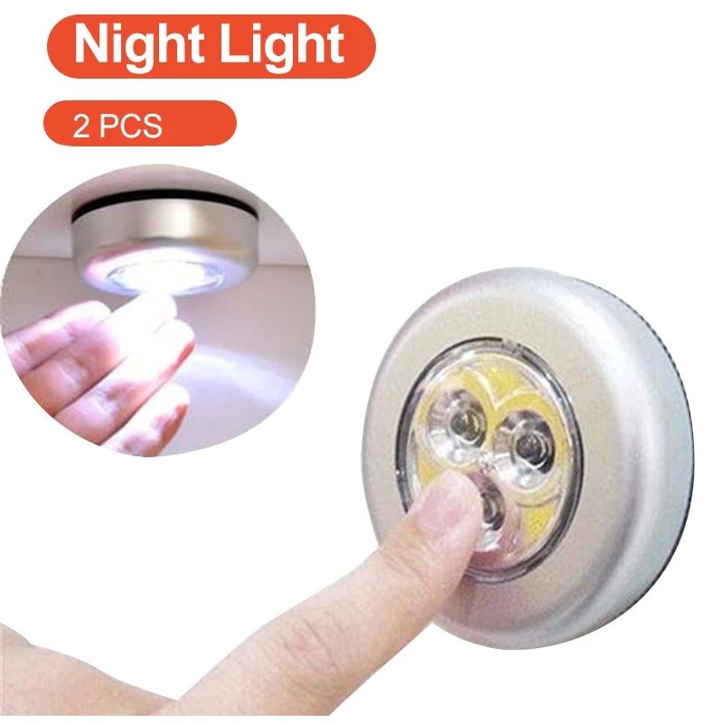 2  Pcs Touch Lamp Hand-Pressing Light Car Small Night Lamp Bedside Lamp Paste Wardrobe Reading Light