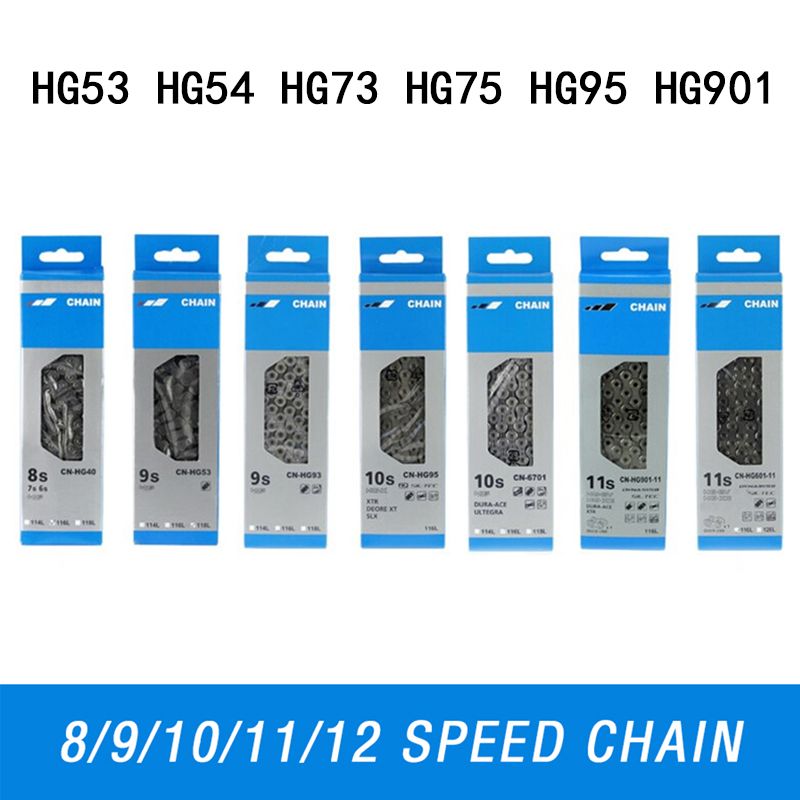 6/7/8/9/10/11 Speed Bike Chain HG53 HG54 HG73 HG75 HG95 HG901 Road MTB Bicycle Chain 116/118 Links Bike Chain Road Bike Chain