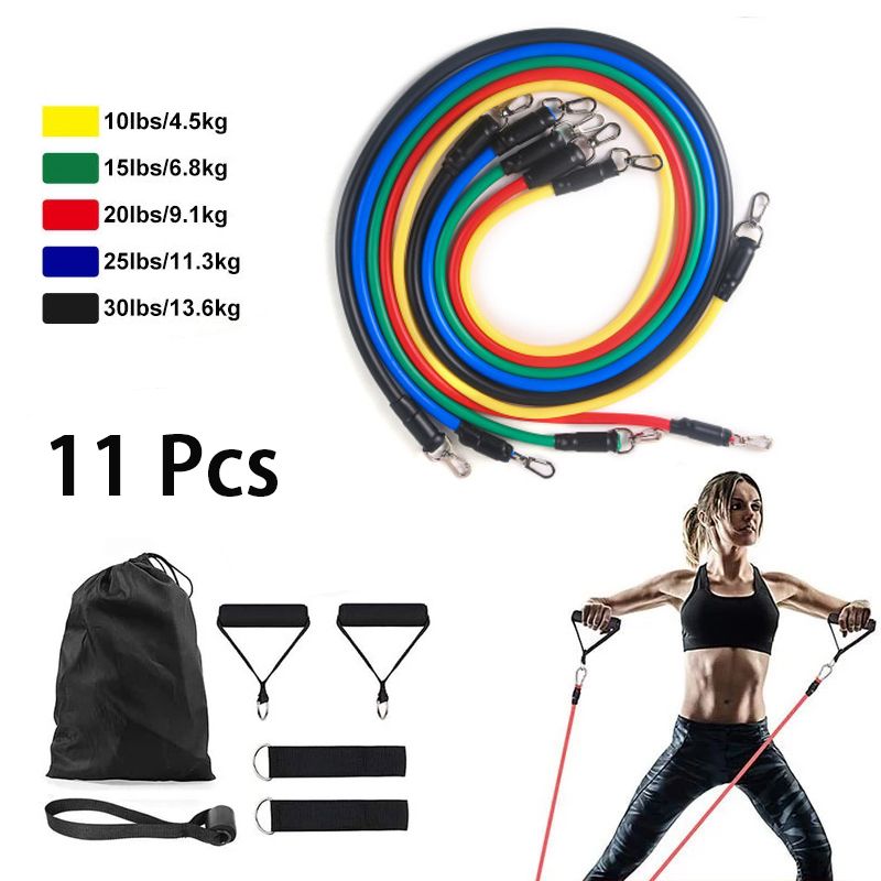 11Pcs/Set Latex Resistance Bands Crossfit Training Exercise Yoga Tubes Pull Rope Rubber Expander Elastic Bands Fitness Equipment