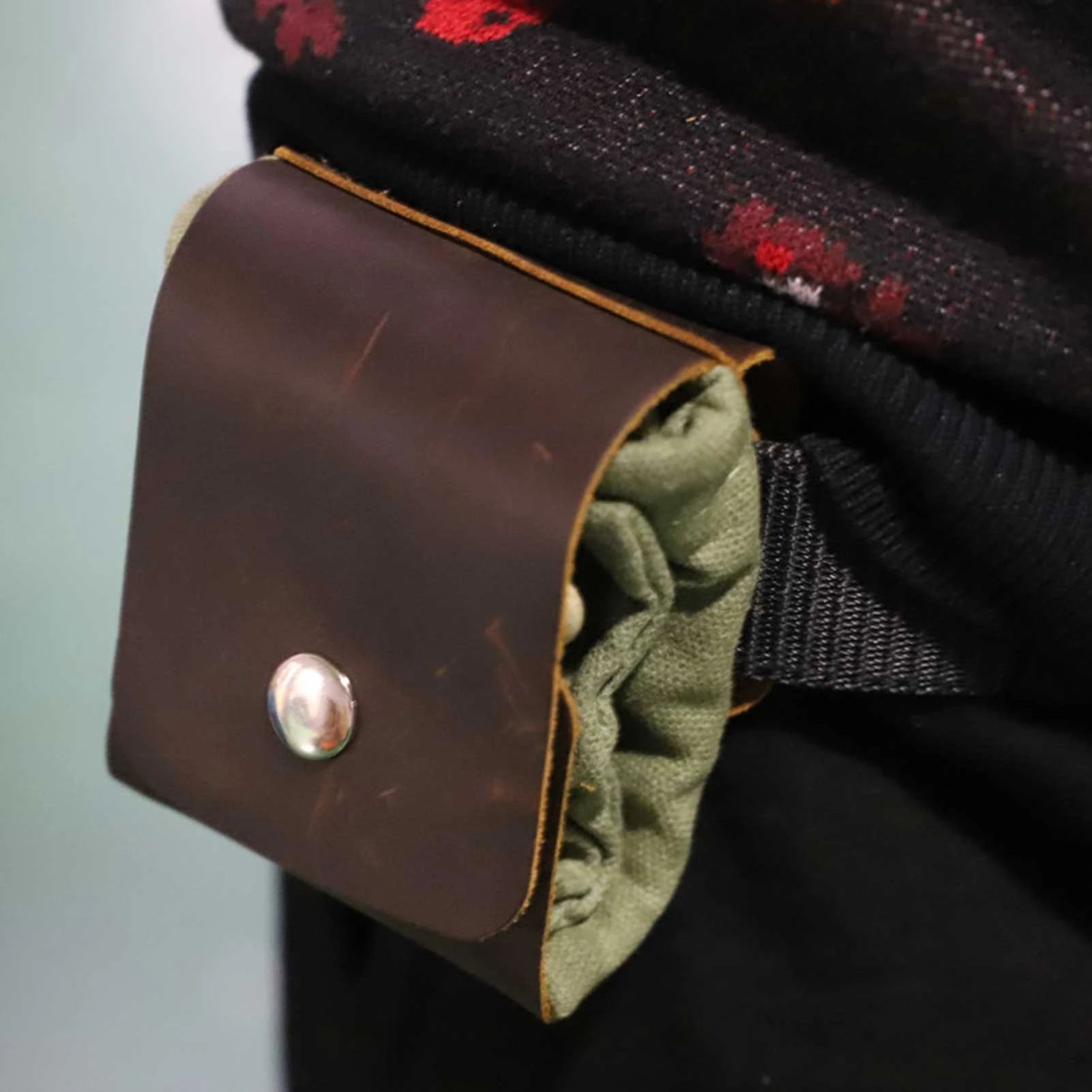 Leather And Canvas Bushcraft Bag Canvas Foraging Pouch For Hiking Camping Treasures & Seashells Easy Looping Around Belts Bags