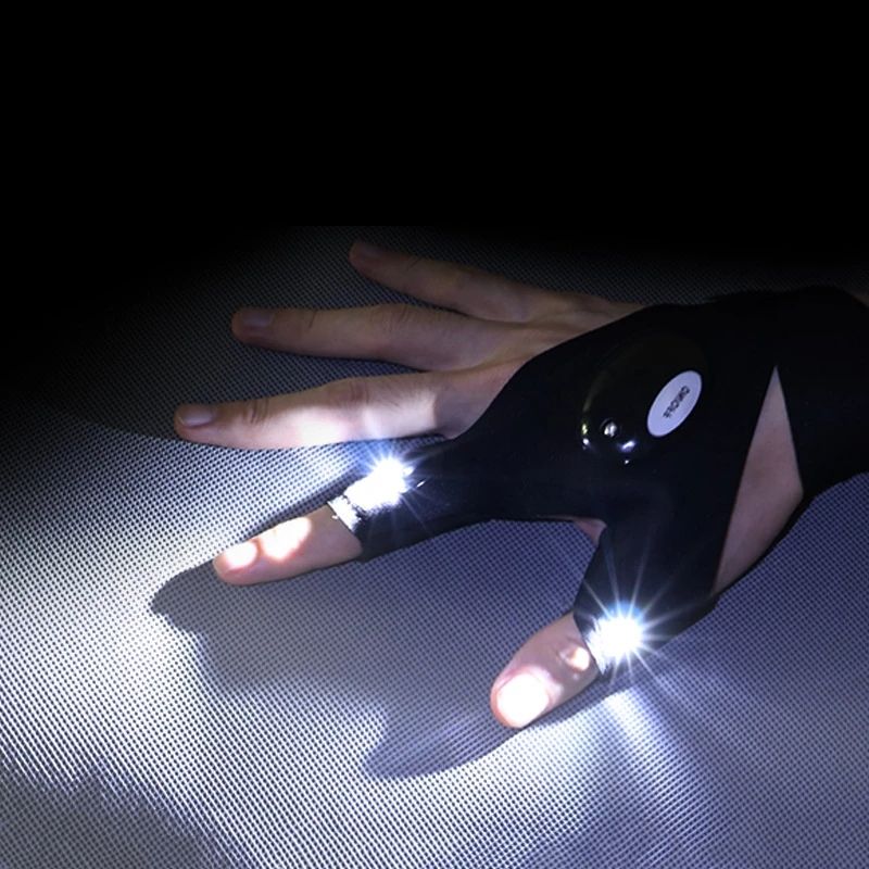 LED flashlight gloves, Christmas cool gadgets, handmade gifts for men's father and husband, outdoor fishing camp flashlight gloves, free maintenance tools in dark places