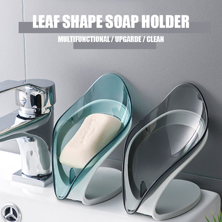 Leaf Shape Soap Holder Bathroom Shower Soap Storage Box Dish Plate Tray Holder Bathroom Free Punching Drain Plastic Box Tray Wall Shelf