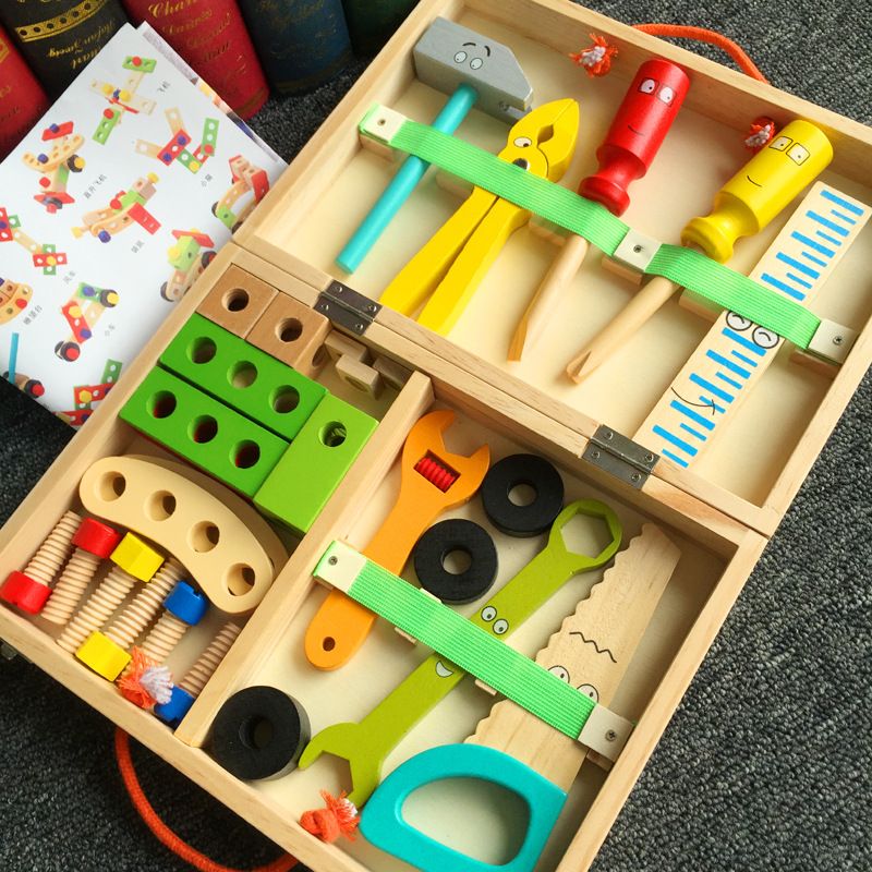Tool Kit for Kids Wooden Tool Box Set Child's Carpenters Set