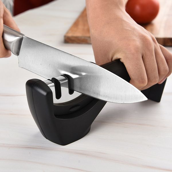 304 stainless steel high quality Knife Sharpener Diamond Ceramic Rod Sharpener Sharpening Tool Stainless Steel Blade With Non-slip Base hot