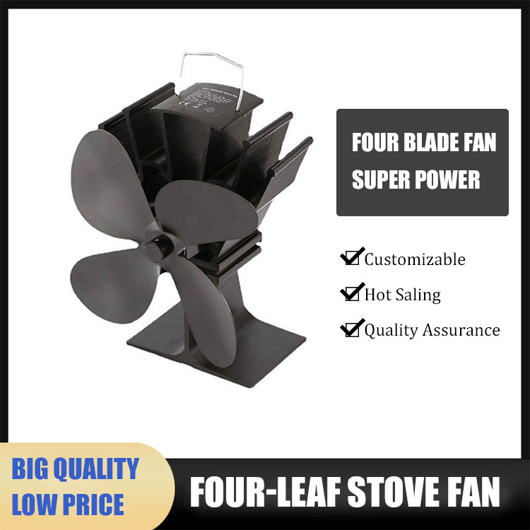 4 Blades Wood Burner Stove Fireplace Fan Improved Silent Motors Heat Powered Eco Stove Fan for Gas/Pellet/Wood/Log Stoves