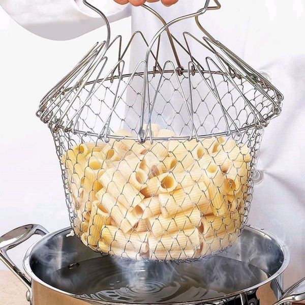 Chef Stainless Steel Cooking Baskets Kitchen Pot Strainer Gadgets Deep Fry Colander Tools, Best Food Steamer Fryer Gadget