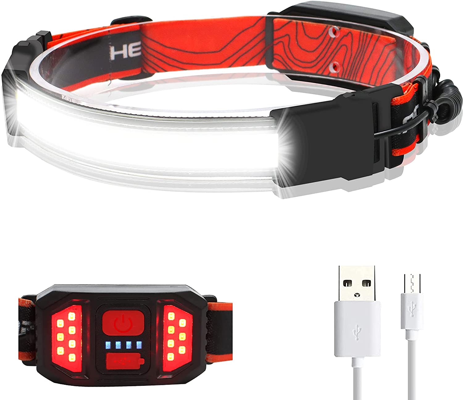 Rechargeable Headlamp , 230° Illumination Wide Beam Headlamp, 1000 Lumen, 3 Modes, Super Bright LED Headlamp, Lightweight Head Lamp for Hiking, Running, Fishing, Camping