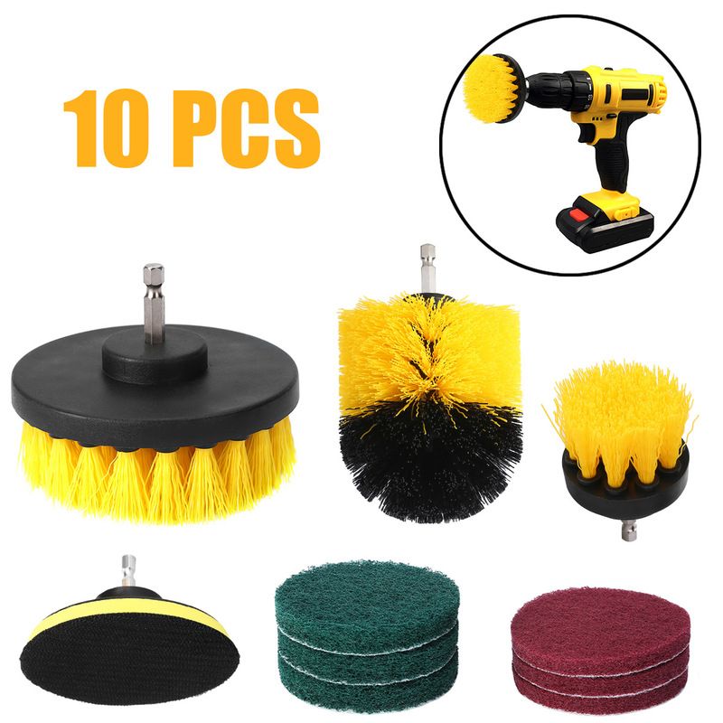 Inch Electric Cleaning Brush Plastic Round Cleaning Brush Kit Suitable for Glass Carpet Car Tire Nylon Brush
