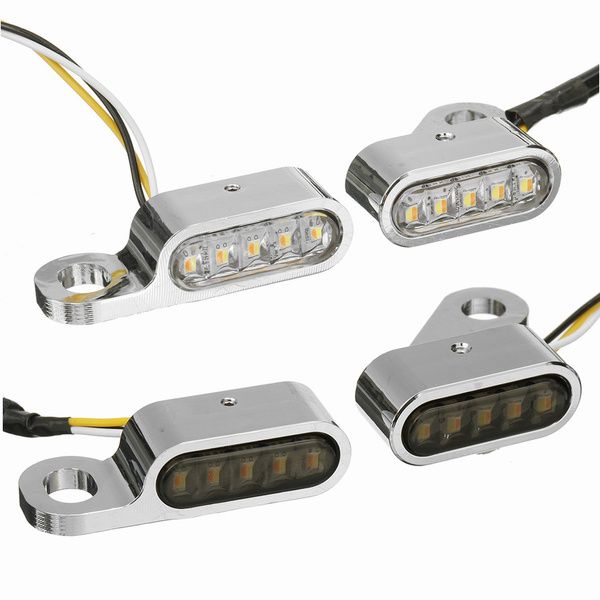 2x Mini Motorcycle Handlebar Brake Clutch Lever Mount LED Turn Signal Indicators Light 10/3LED for Motorcycle Universal Water & Vibration proof