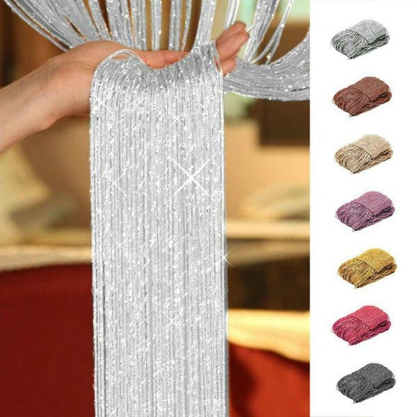 1*2 M Glitter String Door Curtain Beads Room Dividers Beaded Fringe Window Panel