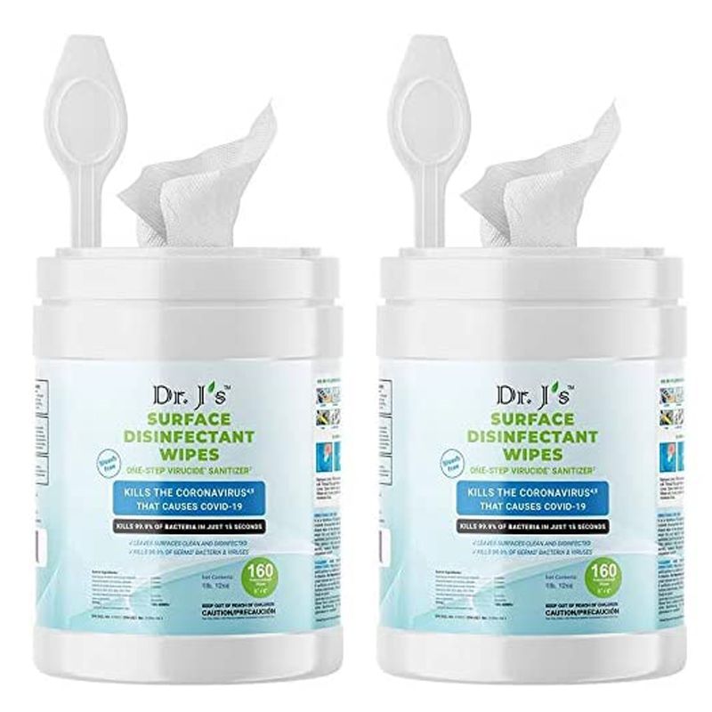 Dr J's Surface Disinfectant Wipes Value Pack , Bleach Free Cleaning Wipes , Kills 99.99% of Germs and Bacteria Within Seconds  (Pack of 2)