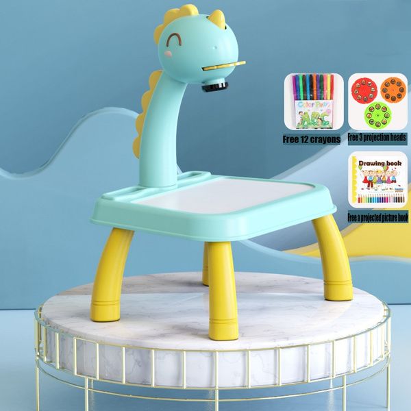 Kids Mini Led Projector Art Drawing Table Light Toy for Children Painting Board Small Desk Educational Learning Paint Tool Craft