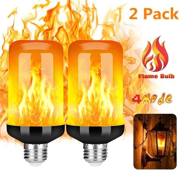 1/2Pack LED Flame Effect Fire Light Bulbs 4 Modes Flickering Effect Lighting Atmosphere Decoration Lights