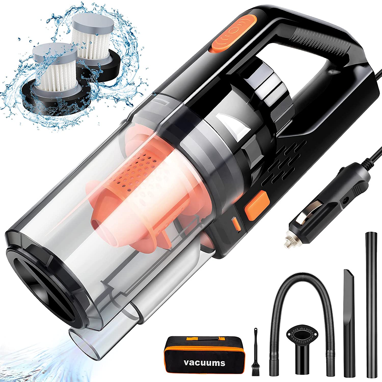Car Portable Car Vacuum Cleaner High Power 150W/6000Pa, Handheld Vacuum for Car Interior Cleaning with Wet or Dry for Men/Women