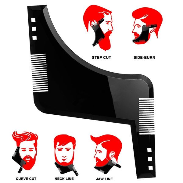 Premium Quality Beard Shaping Styling Template with Inbuilt Comb for Line Up & Edging, Men's Beard Combs Use with a Beard Trimmer or Razor to Style Your Beard & Facial Hair