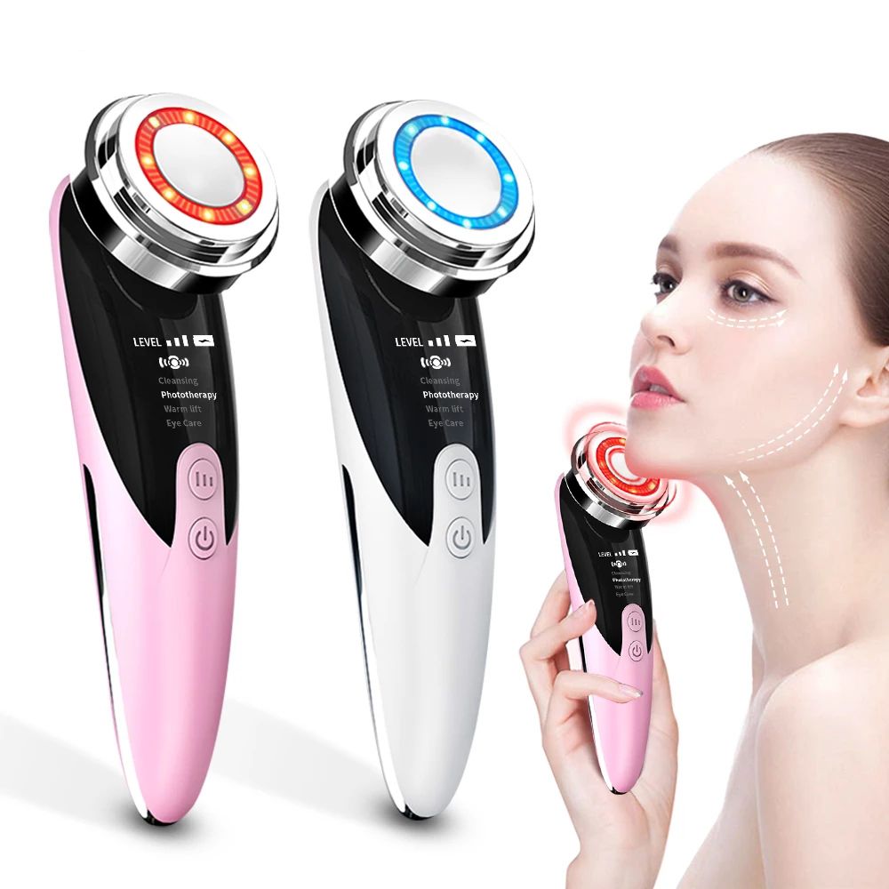 LED Facial Lifting Beauty Vibration Wrinkle Removal Anti Aging Radio Frequency Face Massager Skin Rejuvenation Radio Mesotherapy 
