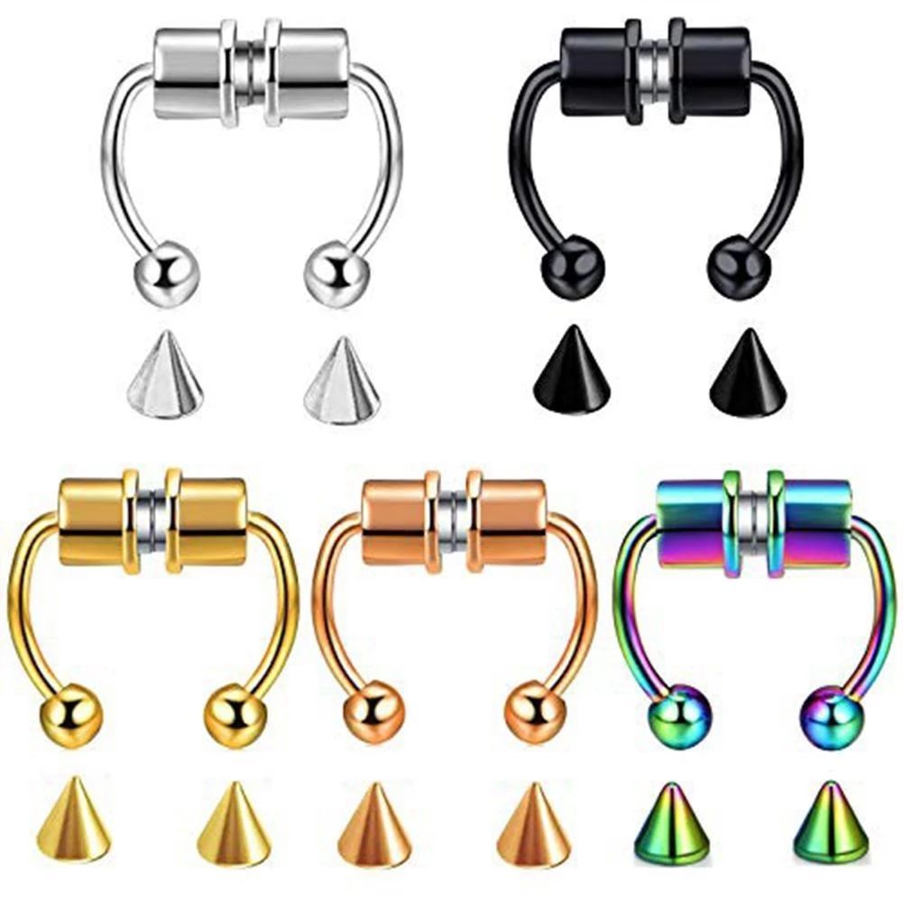 New Nose Ring Reusable Alloy Fake Magnetic False Nose Ring Horseshoes Non Piercing Hoop Jewelry for Party Bar