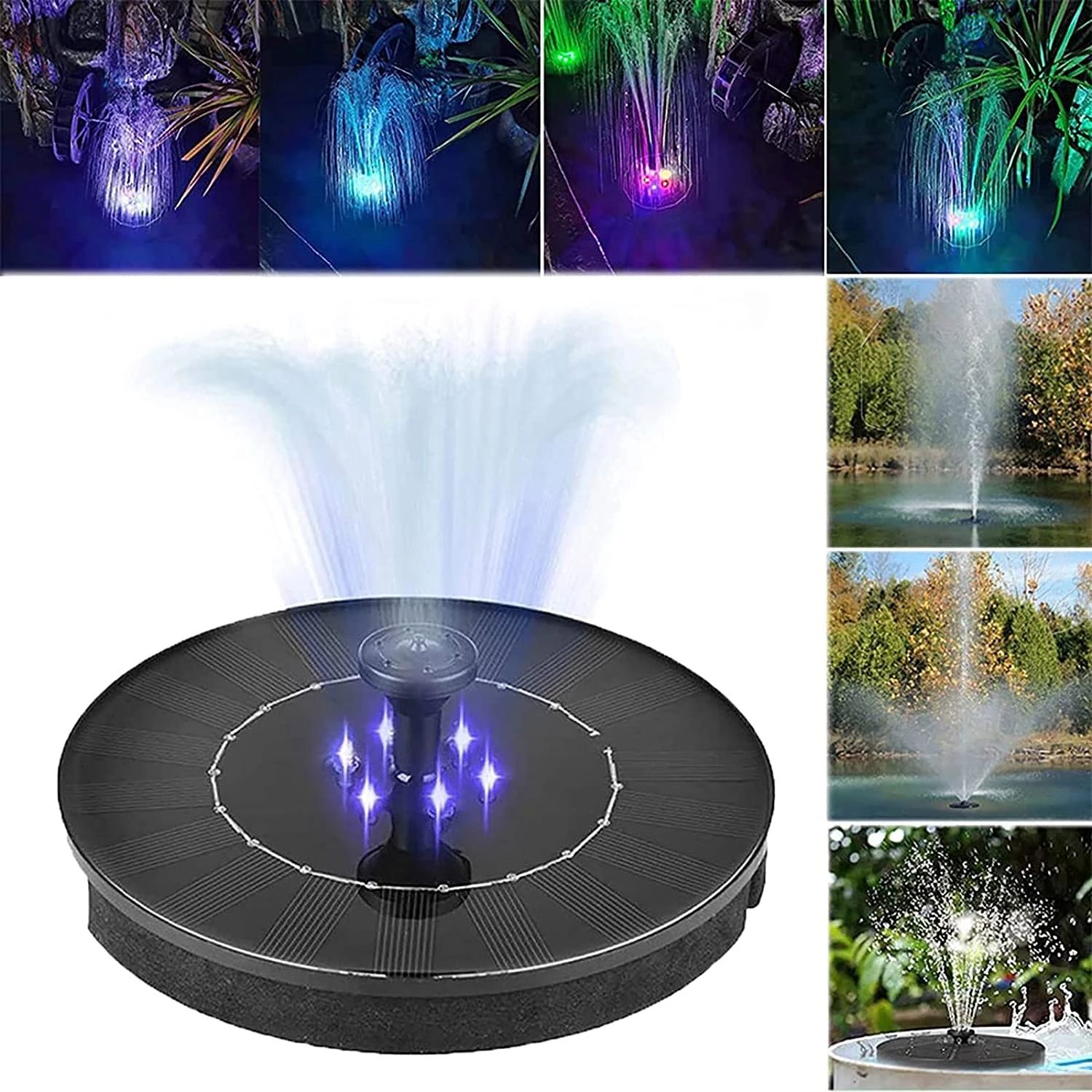 Floating Solar Fountain Garden Waterfall Fountain Pool Pond Bird Bath Solar Panel Powered Fountain Water Pump Garden Decoration