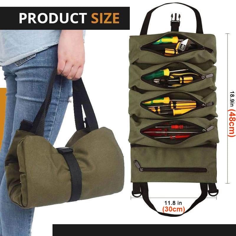 Mintiml Tool Bag Multi-Purpose Tool Roll Bag Wrench Roll Pouch Hanging Tool Zipper Carrier Tote Working Tool Bag