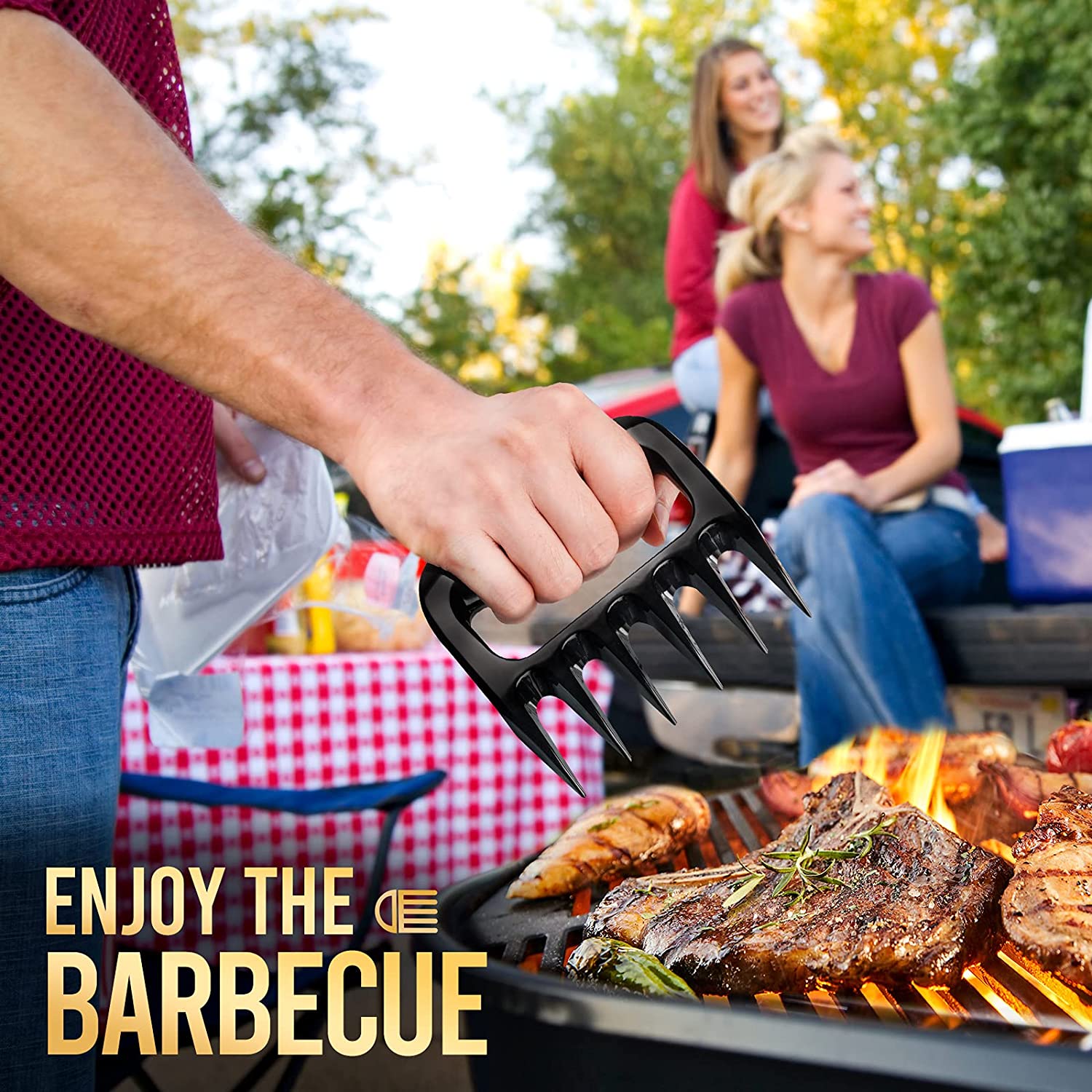 Christmas Stocking Stuffers Gifts for Men - Meat Claws Smoker Grill Accessories, Kitchen Cooker Women Men Gifts Bear Shredder Claws Smoke Set, Smoking Food Turkey Chicken Pork Barbecue Shredder Paw