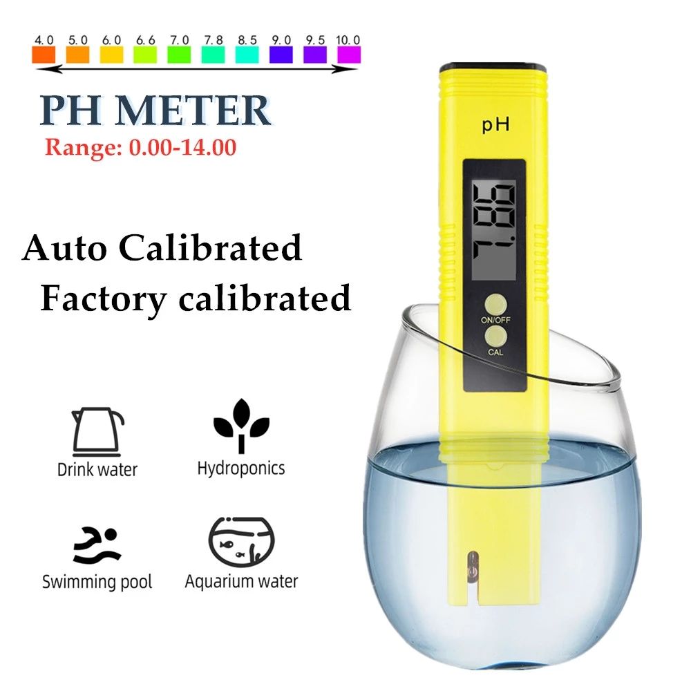 PH Meter 0.01PH Tester High Precision Water Quality Testing 0.00-14.00 PH Measure Range Suitable for Aquarium Swimming Pool