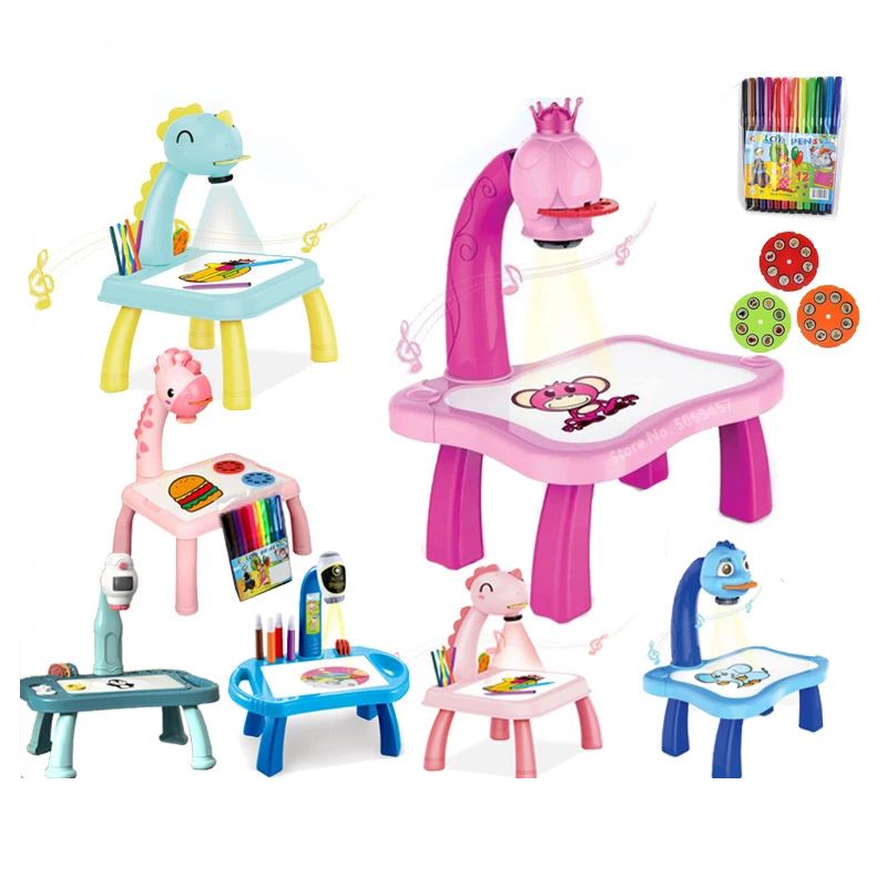 Children Led Projector Art Drawing Table Toys Kids Painting Board Desk writing Crafts Educational Learning Tools Toy for Girl