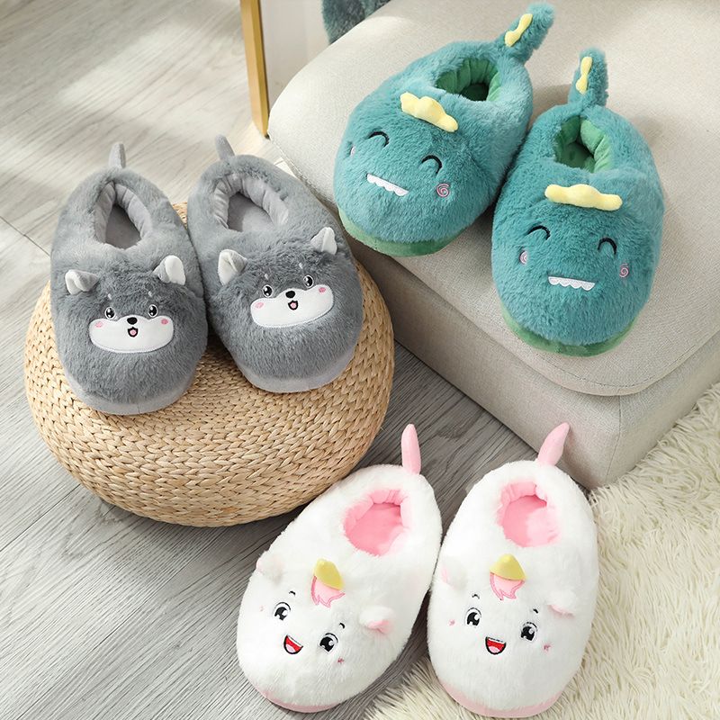 Winter cartoon women's cotton slippers keep warm and antiskid in home