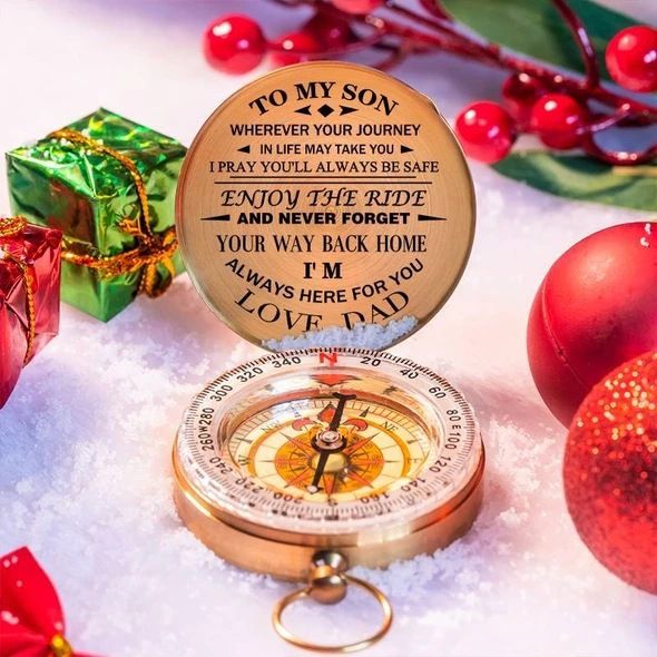 Dad To Son Enjoy The Ride Compass Copper Compass Christmas Gift for Son Vintage Style