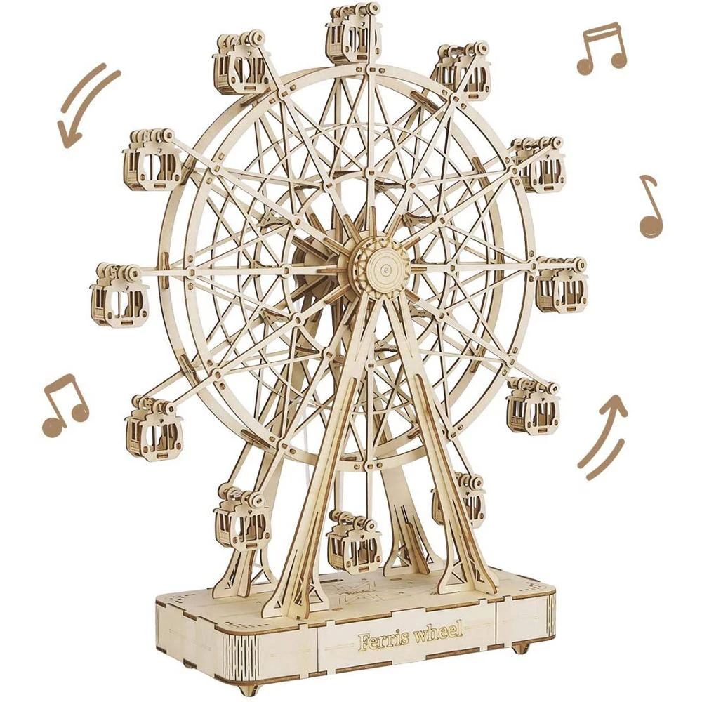 Robotime Rolife 232pcs Rotatable DIY 3D Ferris Wheel Wooden Model Building Block Kits Assembly Toy Gift for Children Adult