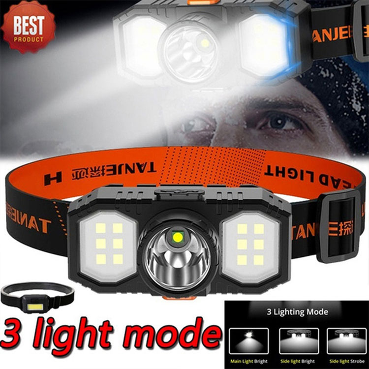 Newest COB LED Rechargeable Headlamp Torch Flashlight 3Modes Outdoor Camping Head Lighting Suitable for Outdoor Activities Such as Fishing Cycling