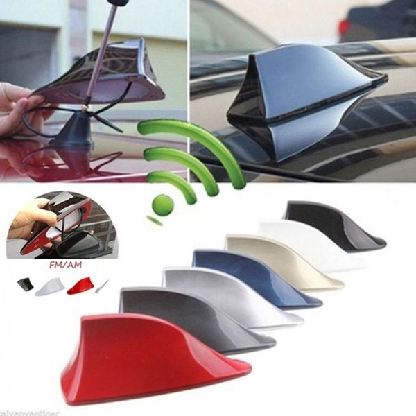 Fashion Car Exterior Roof Shark Fin Adhesive Sticker Antenna FM/AM Signal Radio Aerial