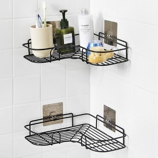 Punch-Free Iron Storage Corner Rack for Bathroom Bedroom Kitchen