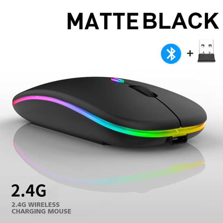 Bluetooth Wireless With USB Rechargeable RGB Mouse BT5.2 For Laptop Computer PC Macbook Gaming Mouse 2.4GHz 1600DPI