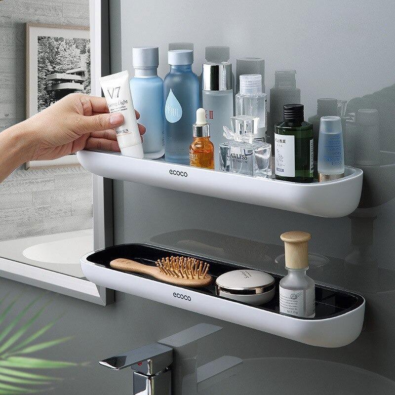 Bathroom Shelf Shower Caddy Organizer Wall Mount Shampoo Rack With Towel Bar No Drilling Kitchen Storage Accessories