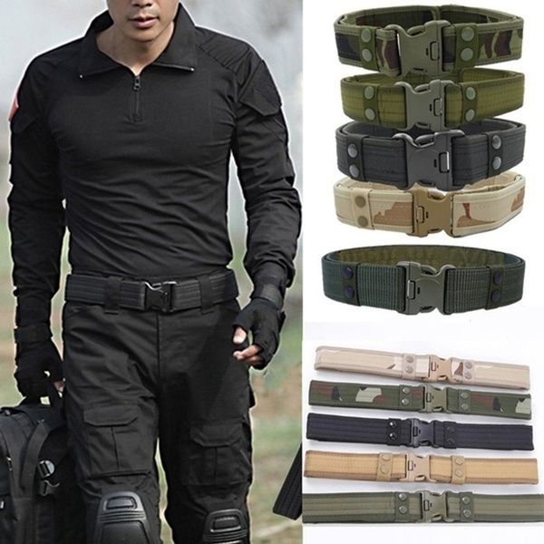 Camouflage Men's Military Tactical Belt Adjustable Outdoor Heavy Duty Combat Nylon Webbing Belt