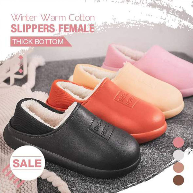 2021 Waterproof Non-Slip Home Cotton Slippers Women EVA Slippers Winter Warm Indoor Cotton Shoe Soft Couples Shoes Thick Bottom