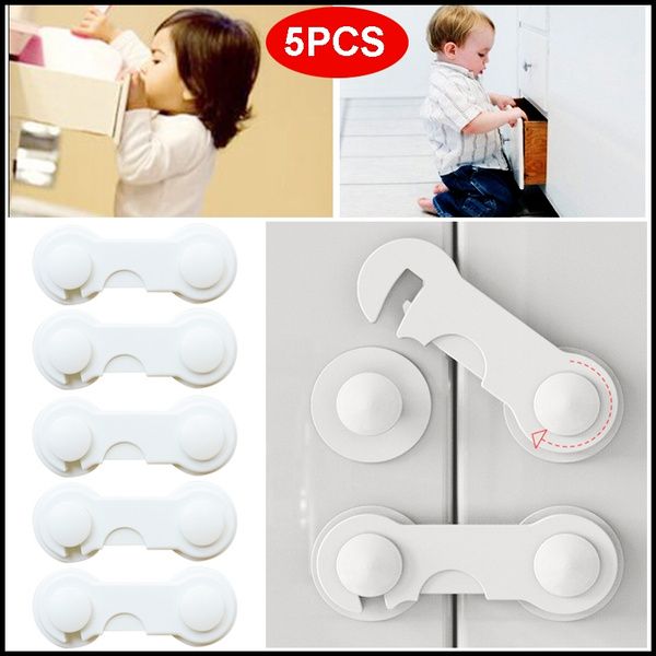 5pcs Multi-functional Toddler Baby Adhesive Safety Lock Child Security Protective Lock Cupboard Wardrobe Fridge Door Safety Buckle