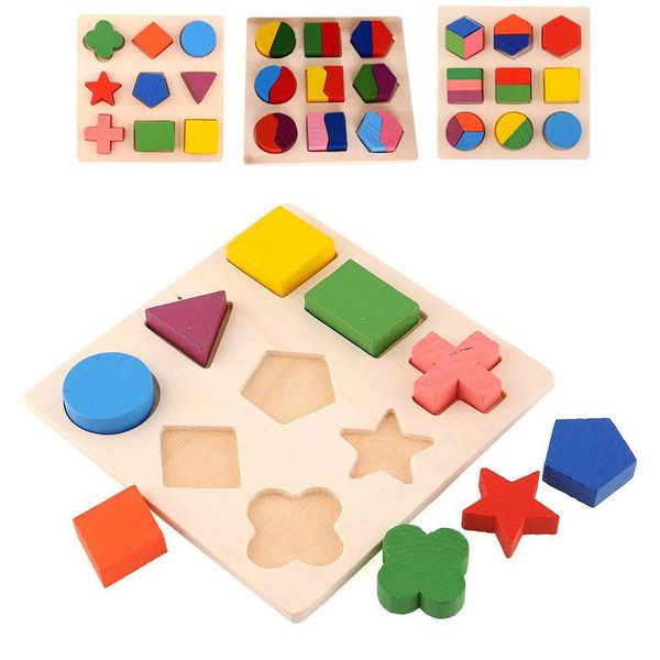 Baby Kids Educational Puzzle Early Learning Wooden Geometry Wool Toys