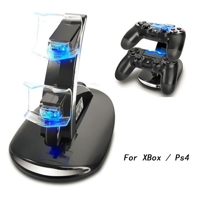 LED Dual USB Charger Docking Station for PS4 Game Gaming Console Controll