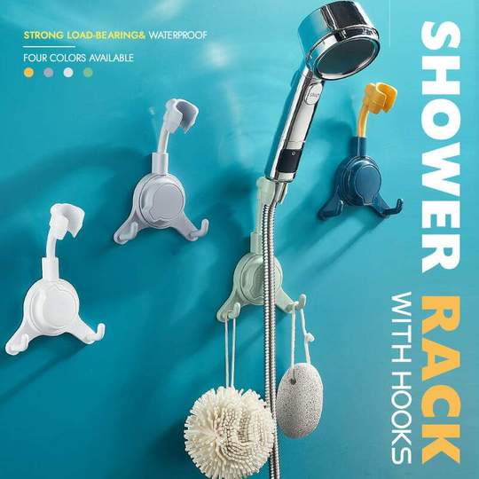 Shower Rack With Hooks Rotable Shower Stand Punch-Free 360°Rotation For Bathroom Accessories Shower Head Holder