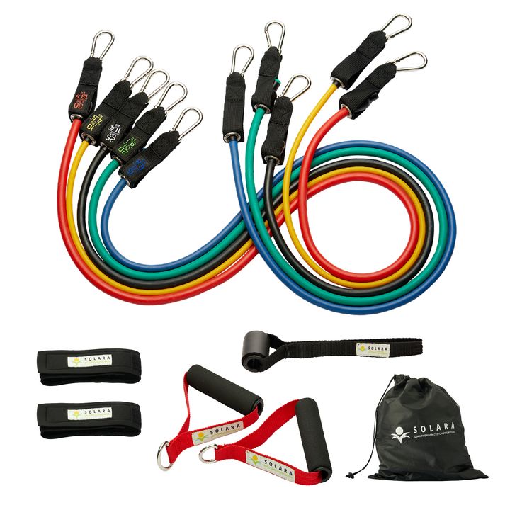 Resistance Bands Set Exercise Bands with Door Anchor Legs Ankle Straps for Resistance Training Physical Therapy Home Workouts