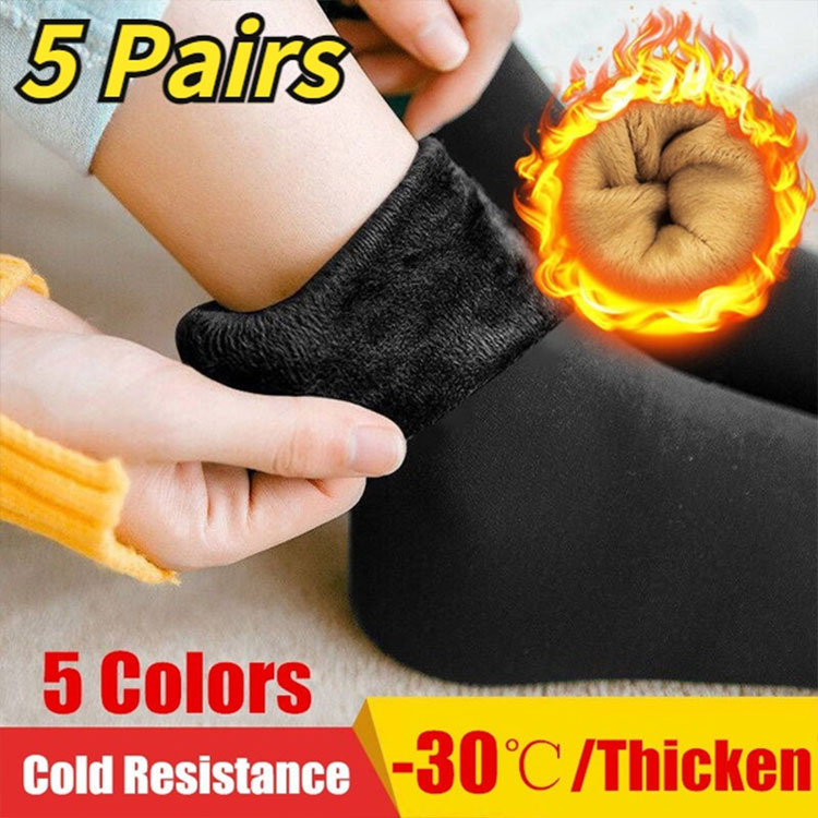 Women's Thicken Thermal Nylon Cashmere Solid Color Socks Soft Snow Velvet Boots Floor Sleep Black Winter Warm Socks