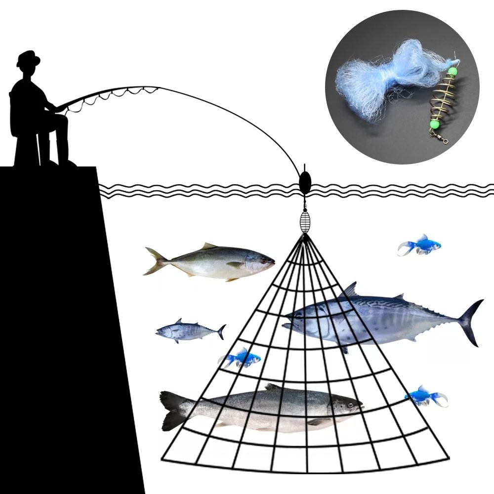 Winter Fishing Net Trap Mesh Luminous Bead Netting Sea Fish Net Tackle Design Copper Shoal Cast Gill Feeder for fishing Trap