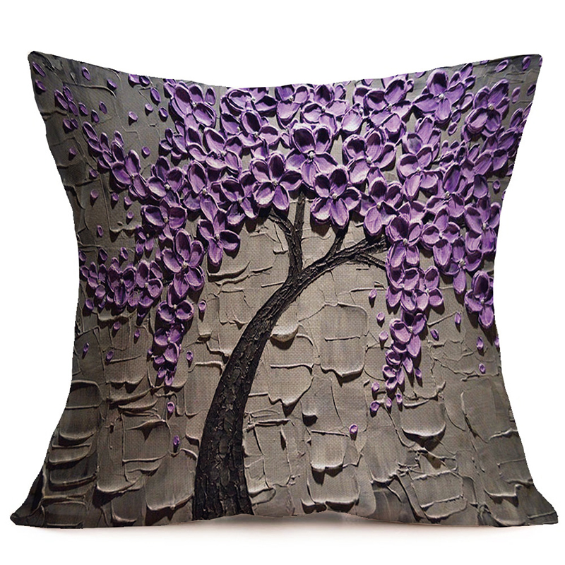 17-inch Cotton Linen Throw Pillow Case Sofa Waist Cushion Cover Home Office Decorations