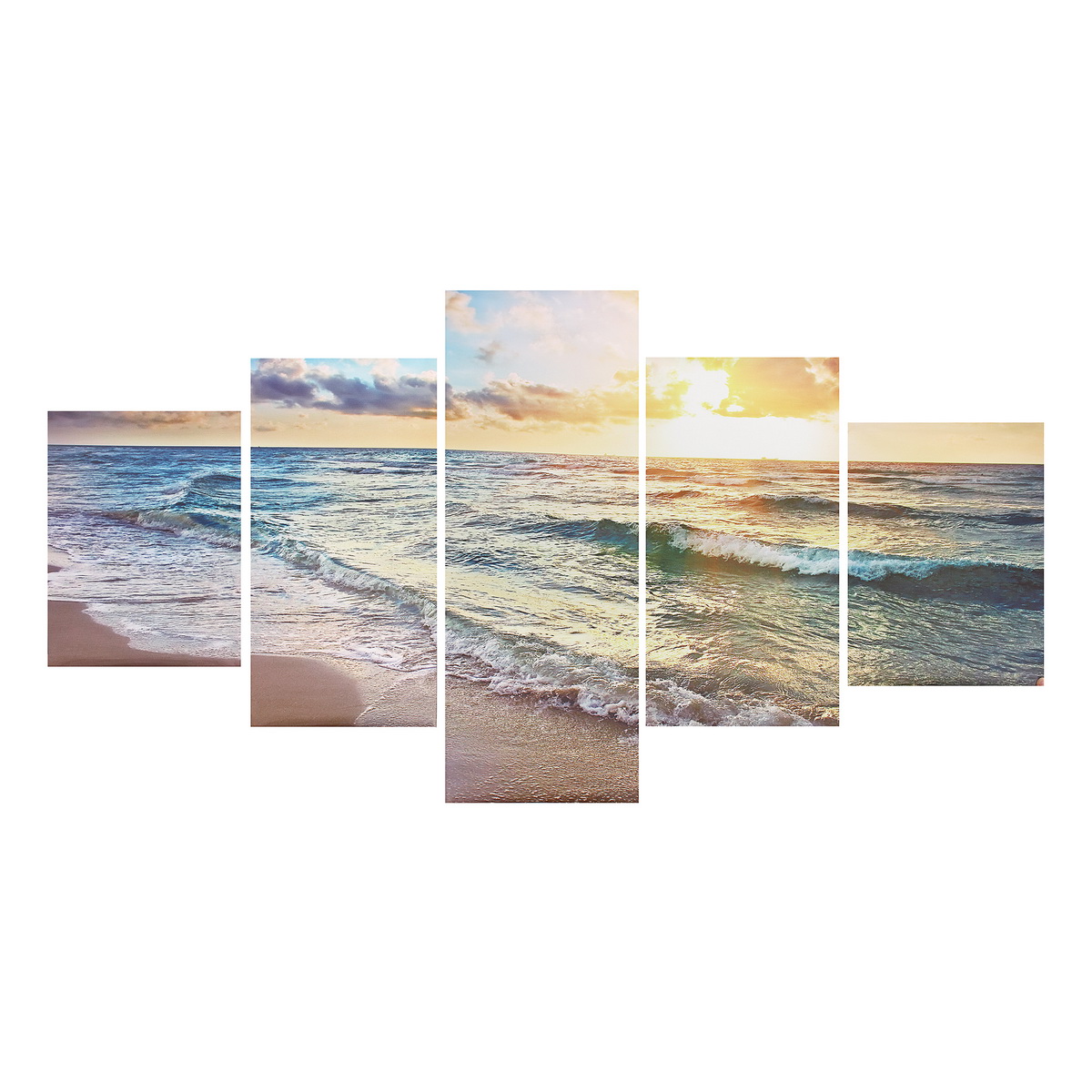 5 Panels Unframed Modern Canvas Seascape Sunrise Art Hanging Picture Room Wall Art Pictures Home Wall Decoration Supplies