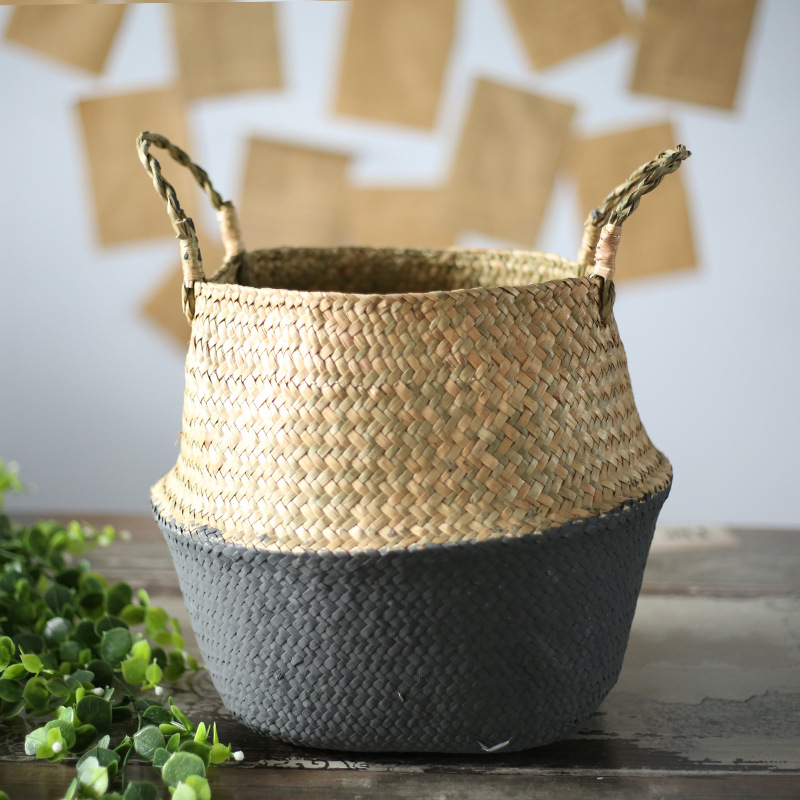 Woven Willow Storage Basket Garden Flower Vase Foldable Hanging Basket Storage Pot Home Office Decor