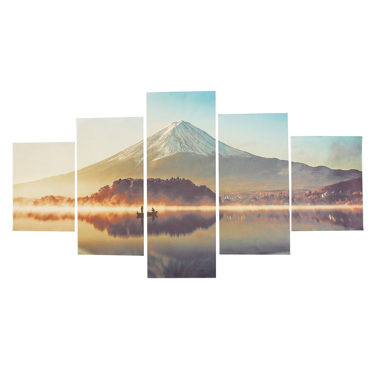 5 Pcs Wall Decorative Painting Mount Fuji Canvas Print Art Pictures Frameless Wall Hanging Decorations for Home Office