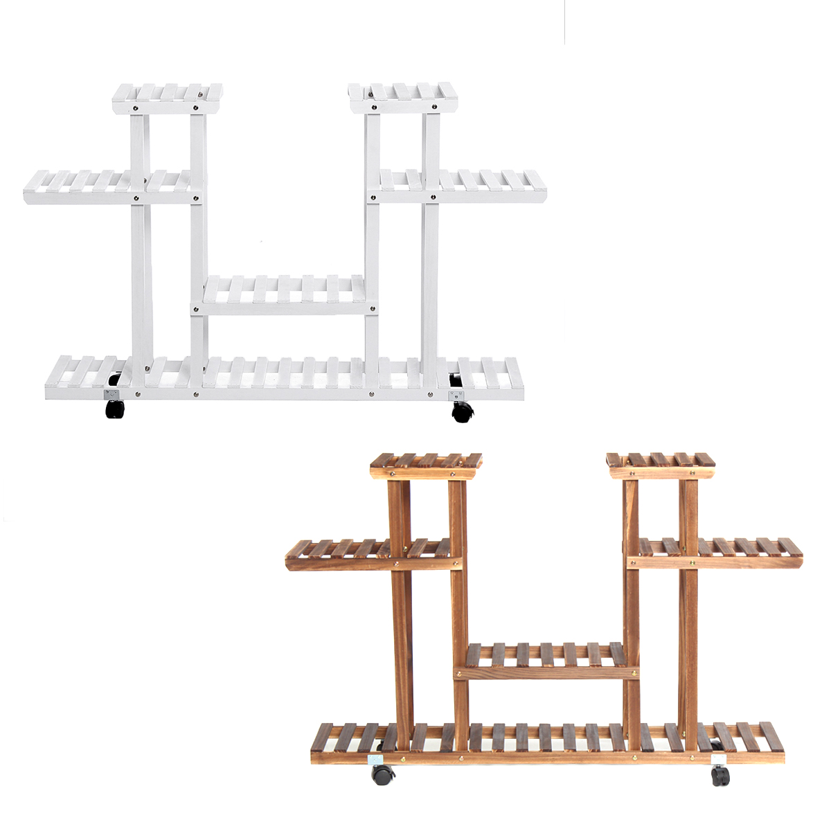 4 Tiers Wooden Plant Stand Garden Flower Pot Planter Display Storage Rack Stand Holder Shelves