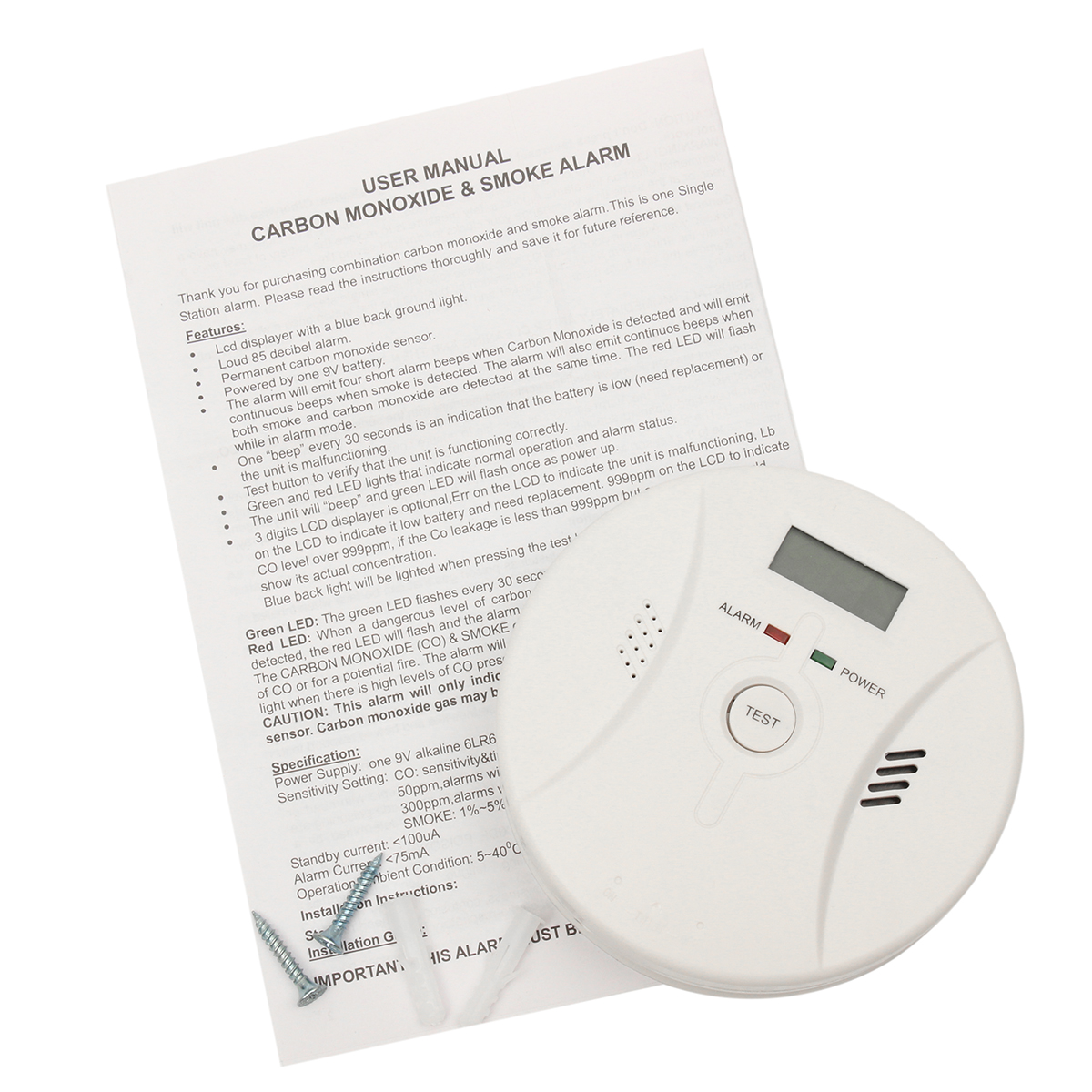 CO Carbon Monoxide Detector Poisoning Smoke Fire Security Alarm Warning Sensor