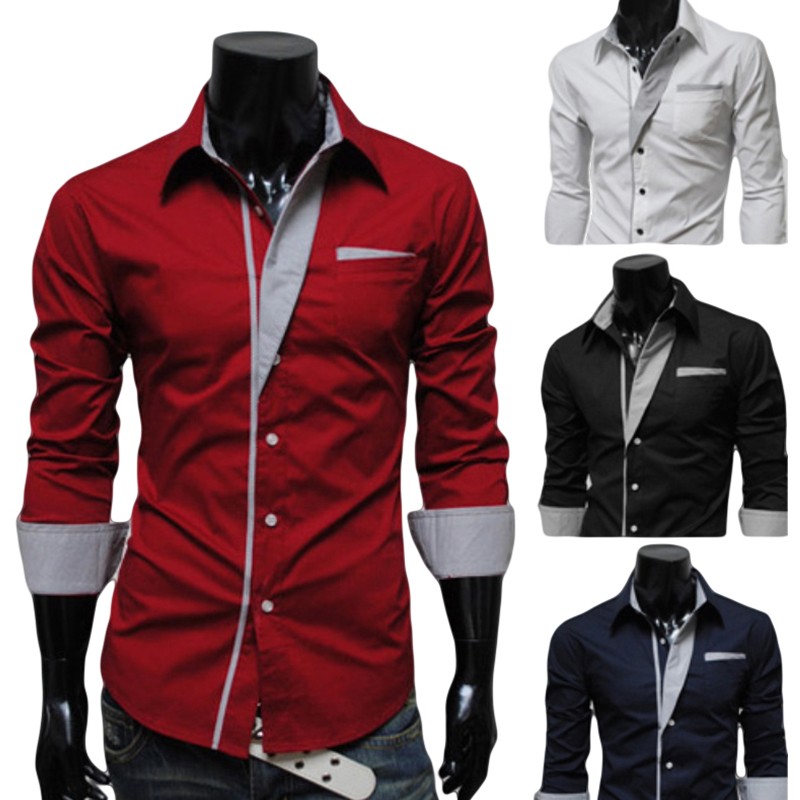 Men's Long Sleeve Formal Fitted Dress Shirts